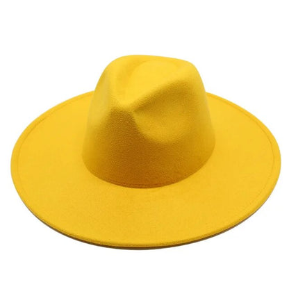 Classical Wide Brim Fedora Hat Black white Wool Hats Men Women Crushable Winter Hat Derby Wedding Church Jazz Hats - Free Shipping - aurelia-clothing-8955