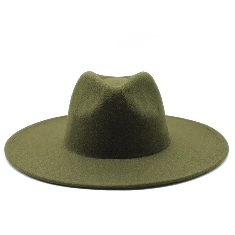 Classical Wide Brim Fedora Hat Black white Wool Hats Men Women Crushable Winter Hat Derby Wedding Church Jazz Hats - Free Shipping - aurelia-clothing-8955