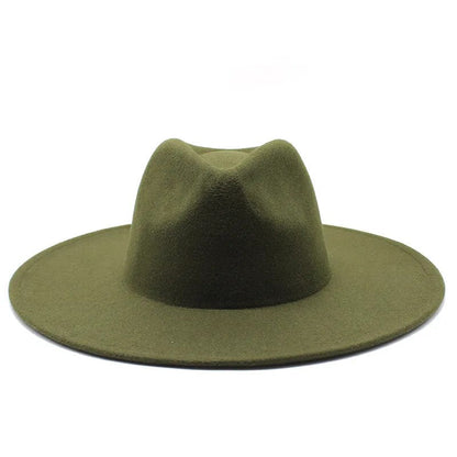 Classical Wide Brim Fedora Hat Black white Wool Hats Men Women Crushable Winter Hat Derby Wedding Church Jazz Hats - Free Shipping - aurelia-clothing-8955