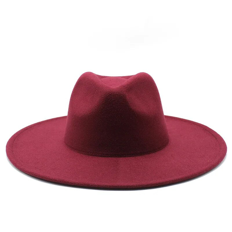 Classical Wide Brim Fedora Hat Black white Wool Hats Men Women Crushable Winter Hat Derby Wedding Church Jazz Hats - Free Shipping - aurelia-clothing-8955