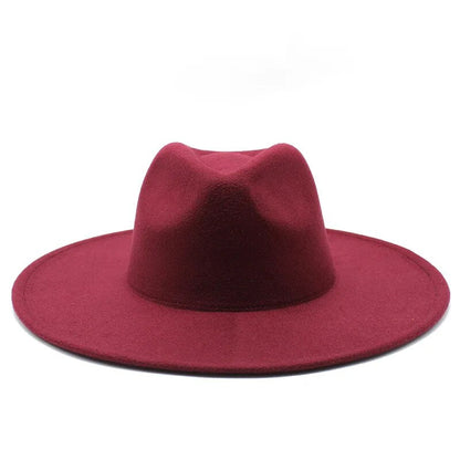 Classical Wide Brim Fedora Hat Black white Wool Hats Men Women Crushable Winter Hat Derby Wedding Church Jazz Hats - Free Shipping - aurelia-clothing-8955