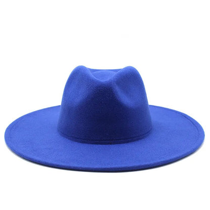 Classical Wide Brim Fedora Hat Black white Wool Hats Men Women Crushable Winter Hat Derby Wedding Church Jazz Hats - Free Shipping - aurelia-clothing-8955