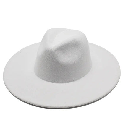 Classical Wide Brim Fedora Hat Black white Wool Hats Men Women Crushable Winter Hat Derby Wedding Church Jazz Hats - Free Shipping - aurelia-clothing-8955