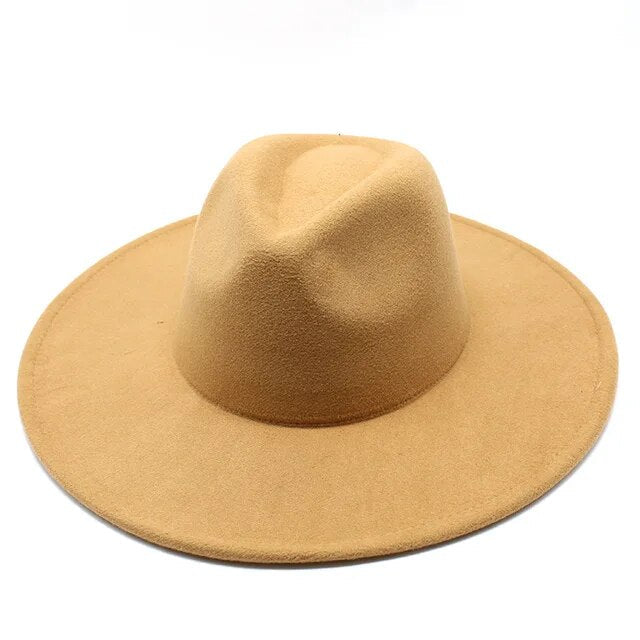 Classical Wide Brim Fedora Hat Black white Wool Hats Men Women Crushable Winter Hat Derby Wedding Church Jazz Hats - Free Shipping - aurelia-clothing-8955