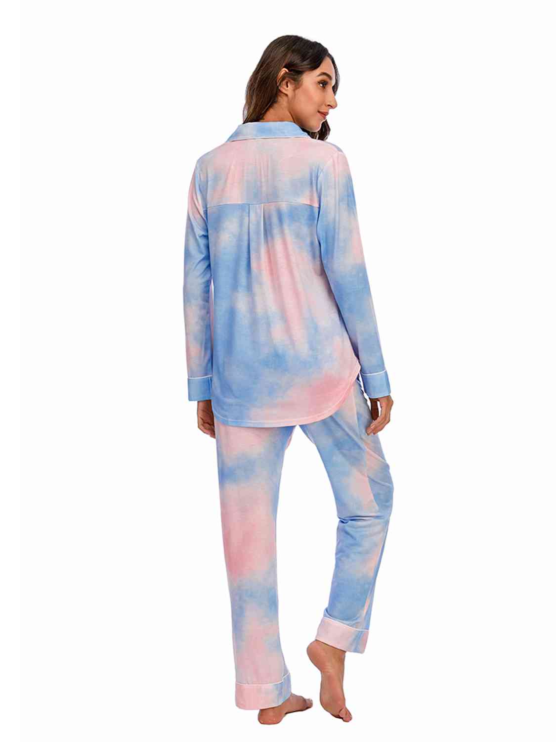 Collared Neck Long Sleeve Loungewear Set with Pockets - Free Shipping - Aurelia Clothing