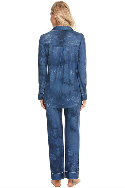 Collared Neck Long Sleeve Loungewear Set with Pockets - Free Shipping - Aurelia Clothing
