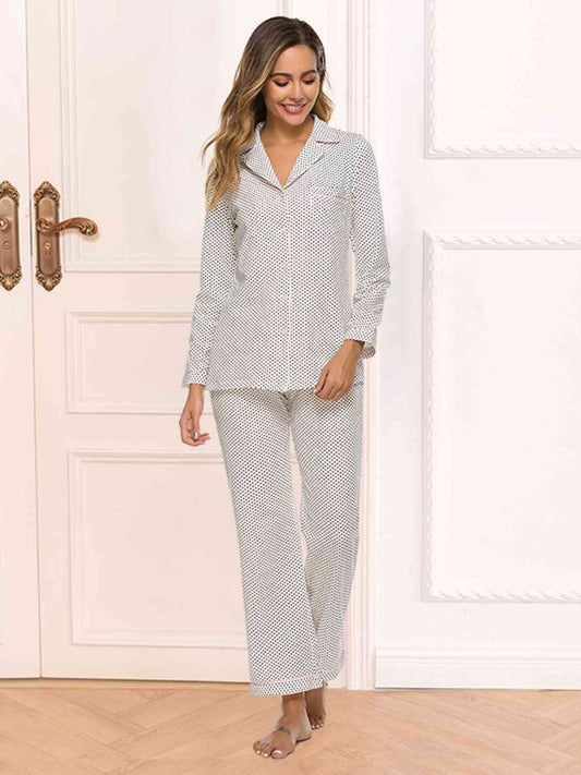 Collared Neck Loungewear Set with Pocket - aurelia-clothing-8955