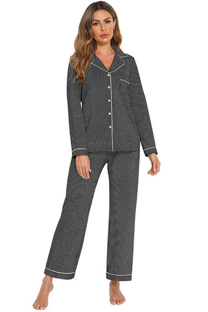 Collared Neck Loungewear Set with Pocket - aurelia-clothing-8955