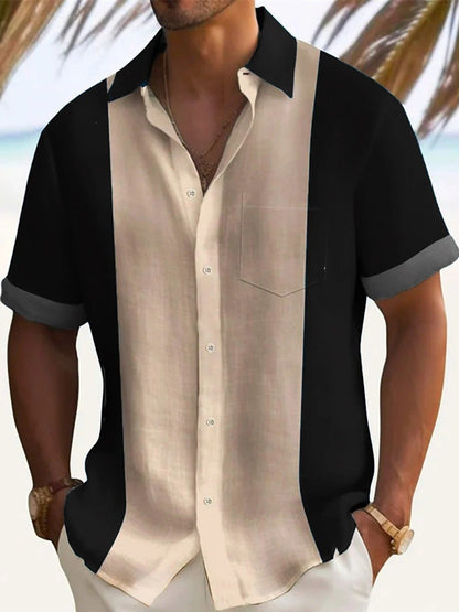 Color Block Short Sleeve Shirt Plus Size-Free Shipping - aurelia-clothing-8955