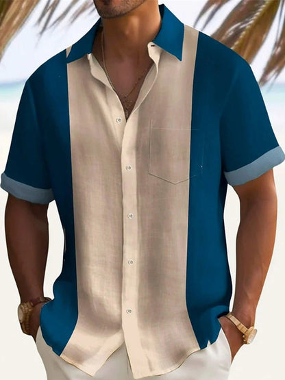 Color Block Short Sleeve Shirt Plus Size-Free Shipping - aurelia-clothing-8955