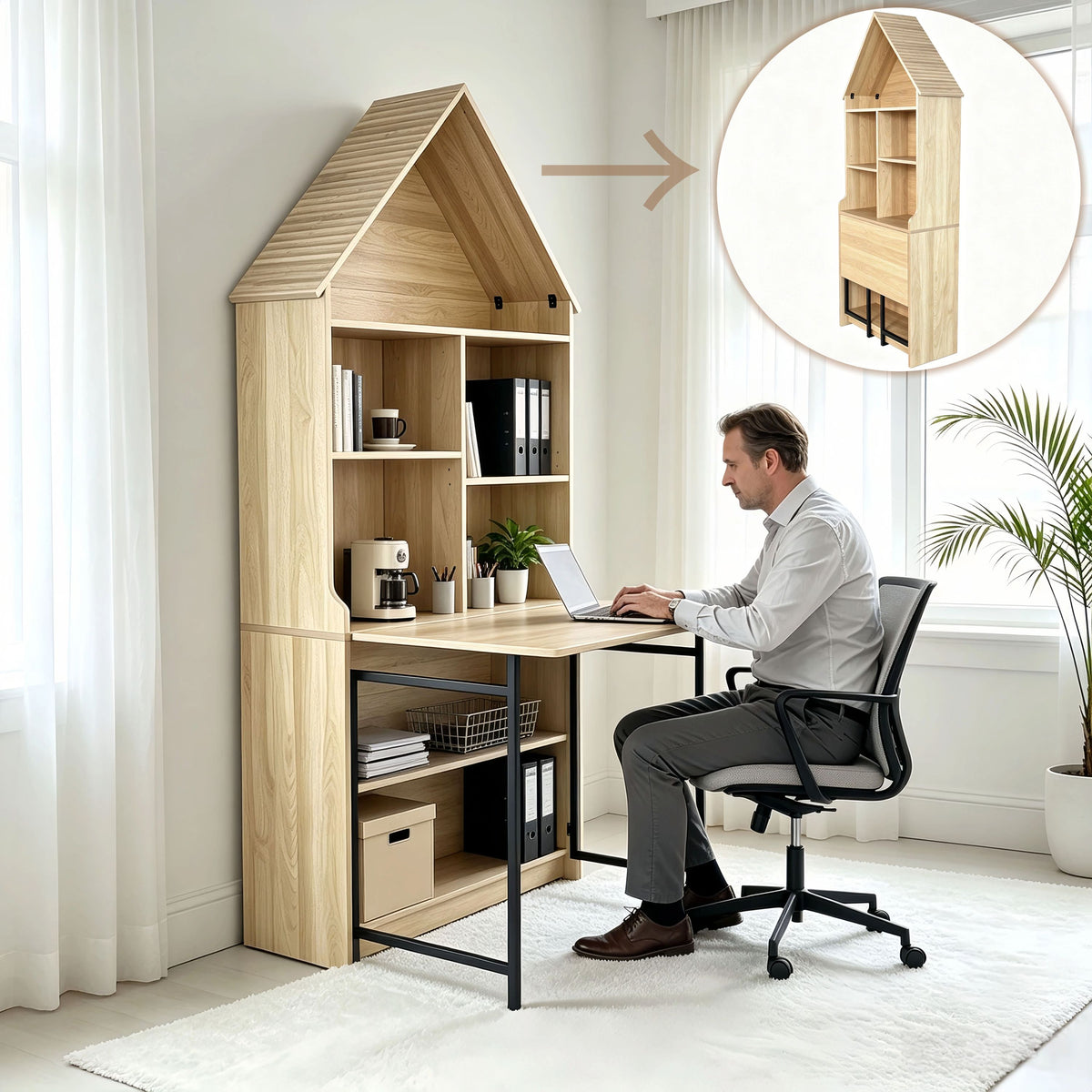 Convertible Hideaway Desk to Bookshelf-Free Shipping - aurelia-clothing-8955