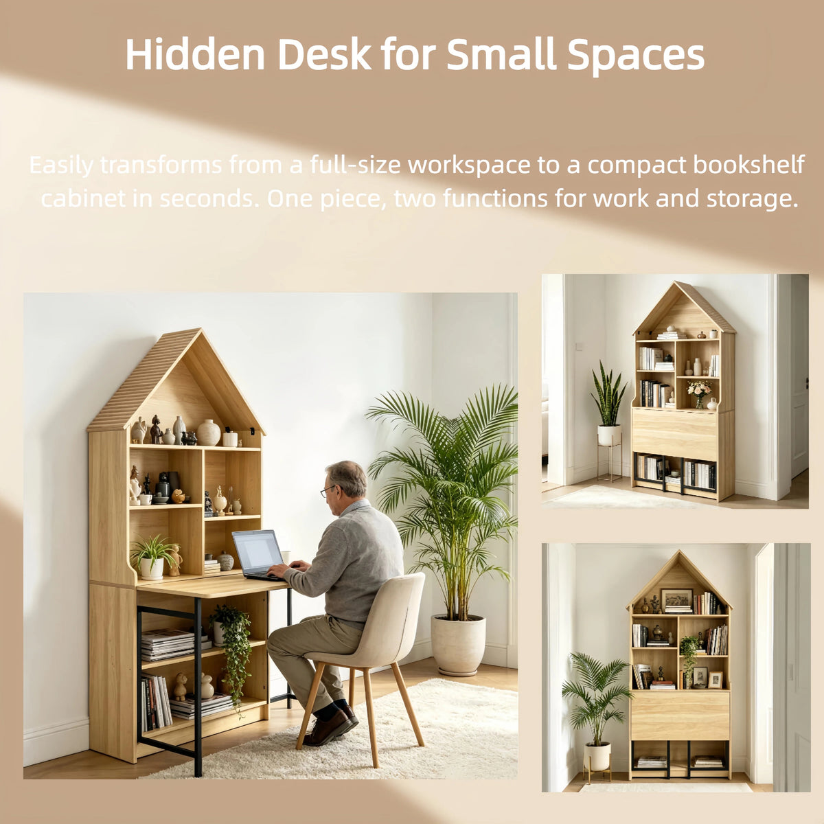 Convertible Hideaway Desk to Bookshelf-Free Shipping - aurelia-clothing-8955