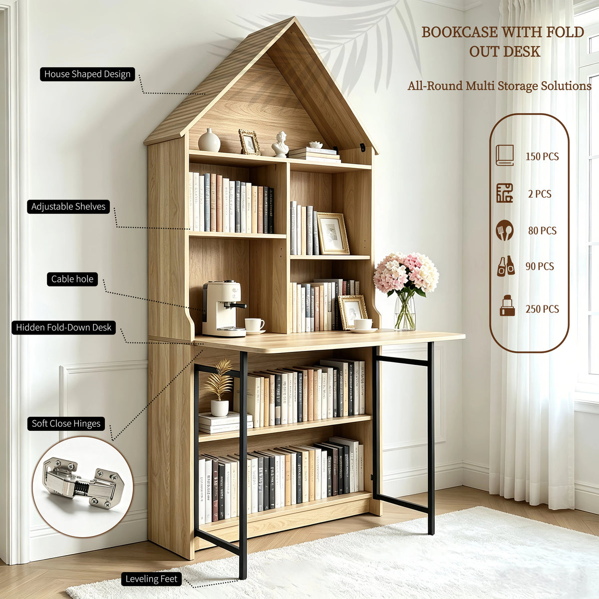 Convertible Hideaway Desk to Bookshelf-Free Shipping - aurelia-clothing-8955