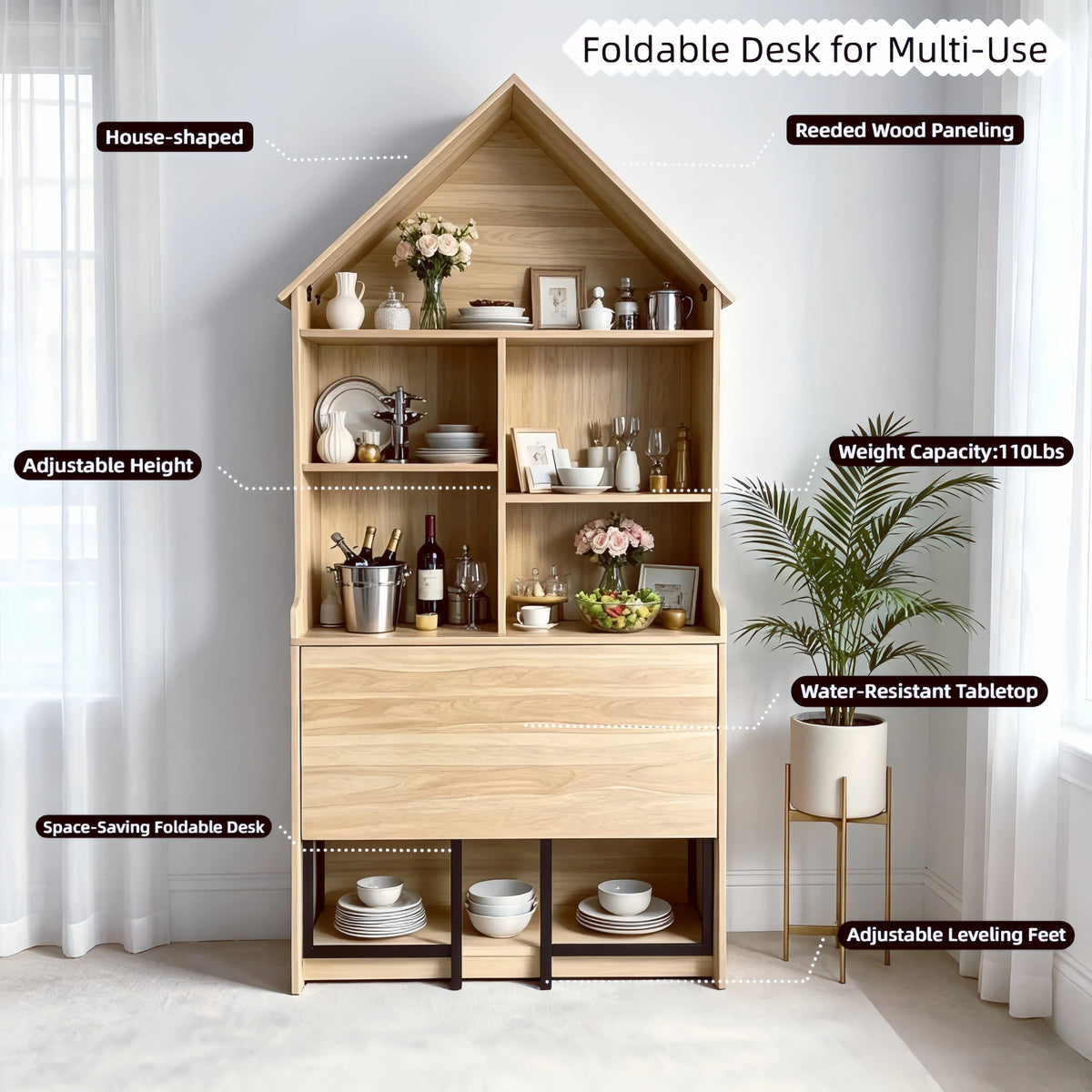 Convertible Hideaway Desk to Bookshelf-Free Shipping - aurelia-clothing-8955