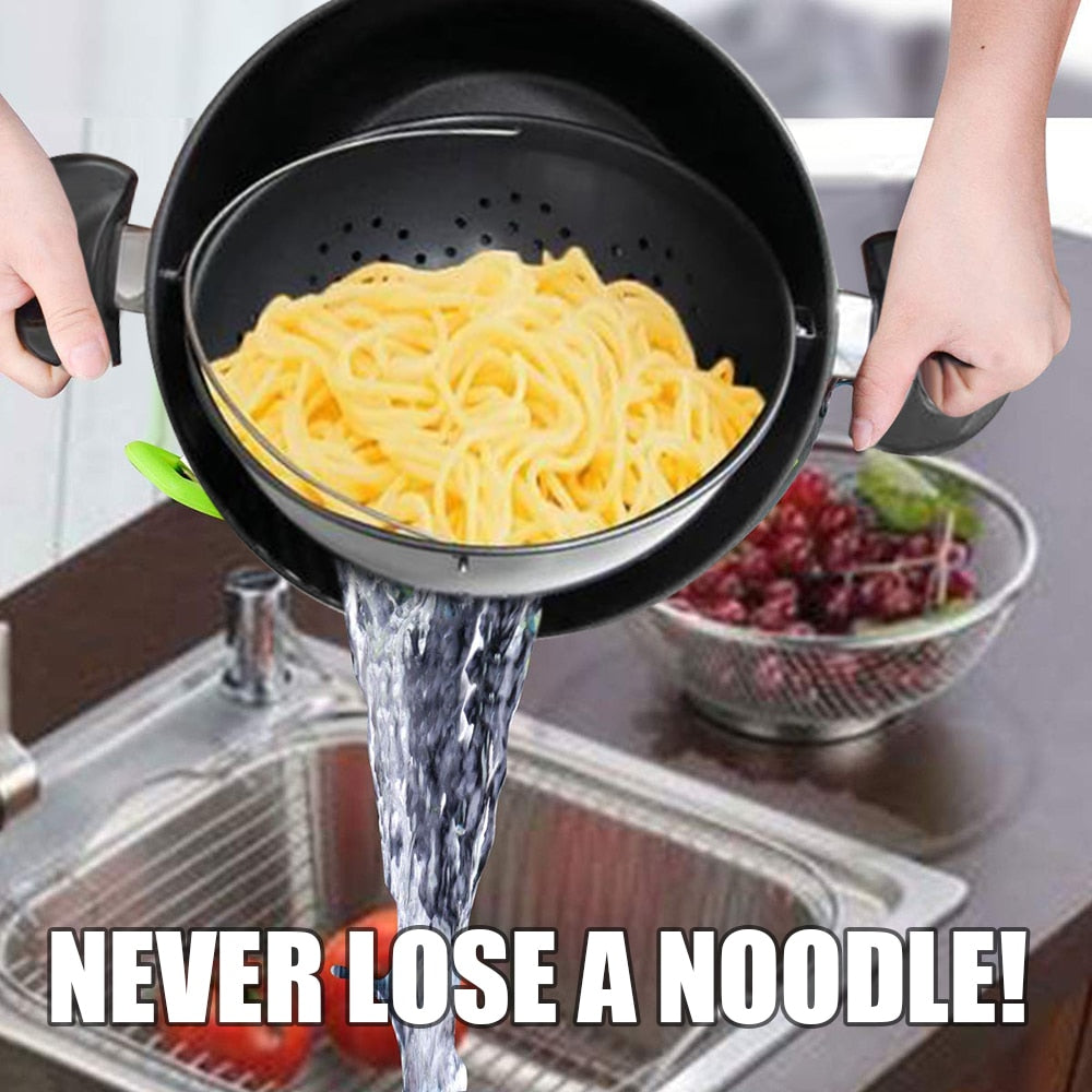 Cooking Pot with Built-In Strainer Water Filter Non-stick Pot Drain Basket Multifunctional Stainless Steel Cooking Pot Dropship - Free Shipping - aurelia-clothing-8955