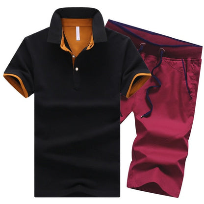 Cotton Mens Sets Summer Button Polo Shirts Sets Turn Down Mens Shorts 4XL Men Clothes 2 Piece Set Elastic Waist Shorts - Free Shipping - aurelia-clothing-8955