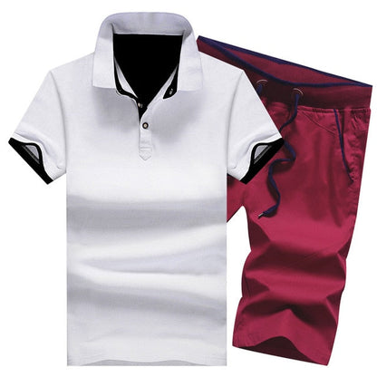 Cotton Mens Sets Summer Button Polo Shirts Sets Turn Down Mens Shorts 4XL Men Clothes 2 Piece Set Elastic Waist Shorts - Free Shipping - aurelia-clothing-8955