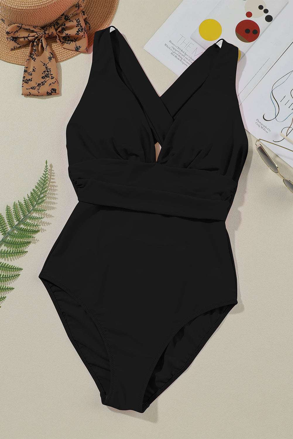 Crisscross Wide Strap One-Piece Swimwear - aurelia-clothing-8955