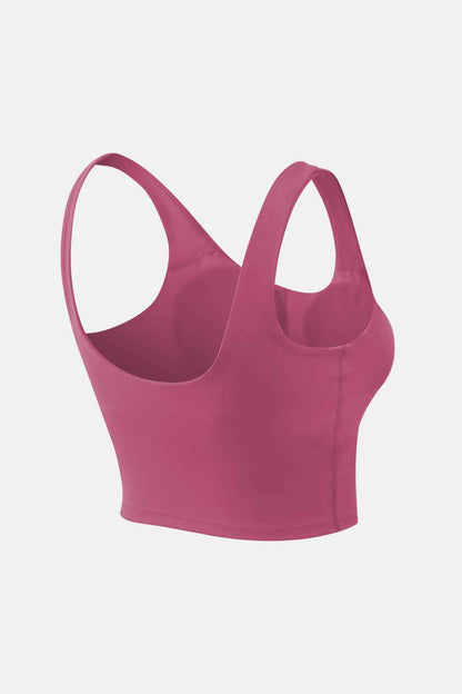 Cropped Scoop Neck Active Tank Top - Free Shipping