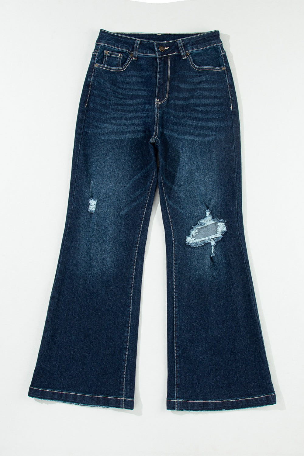 Distressed Wide Leg Jeans with Pockets - aurelia-clothing-8955