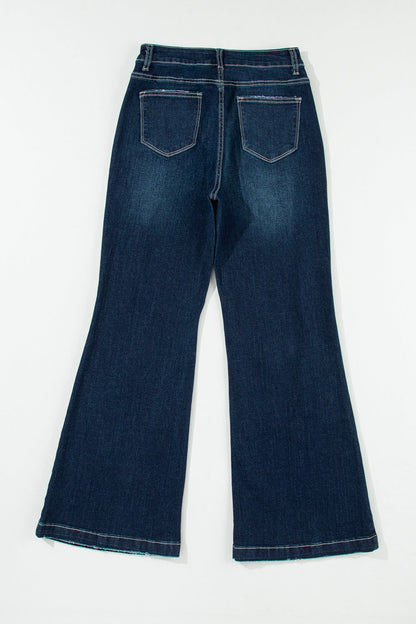 Distressed Wide Leg Jeans with Pockets - aurelia-clothing-8955