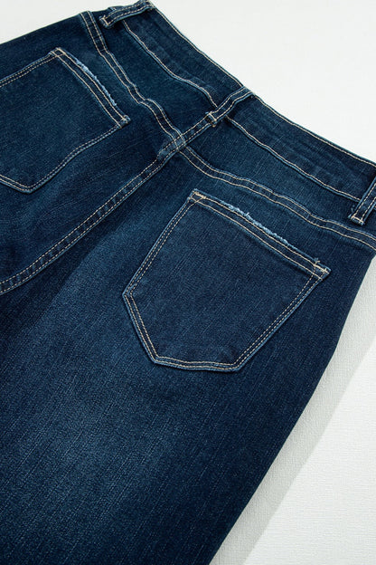 Distressed Wide Leg Jeans with Pockets - aurelia-clothing-8955