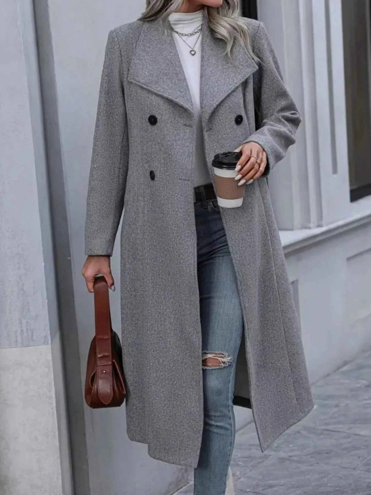 Double-Breasted Longline Overcoat-Free Shipping - aurelia-clothing-8955