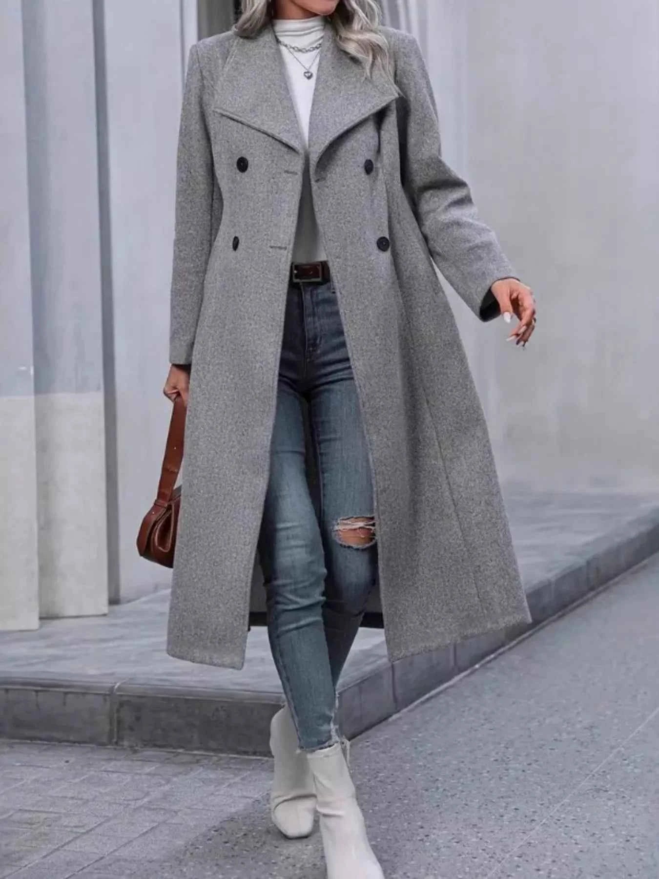 Double-Breasted Longline Overcoat-Free Shipping - aurelia-clothing-8955