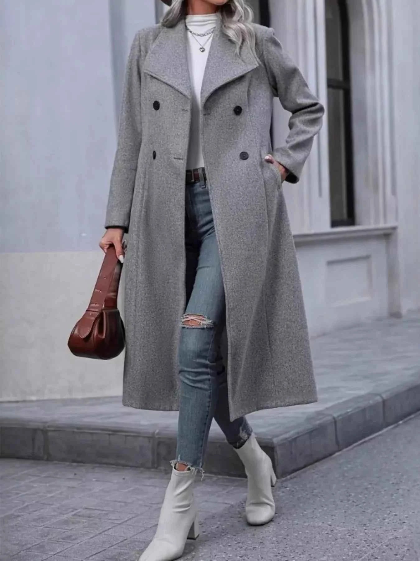 Double-Breasted Longline Overcoat-Free Shipping - aurelia-clothing-8955