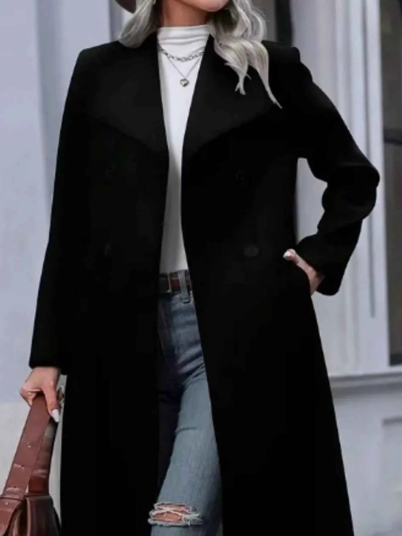 Double-Breasted Longline Overcoat-Free Shipping - aurelia-clothing-8955