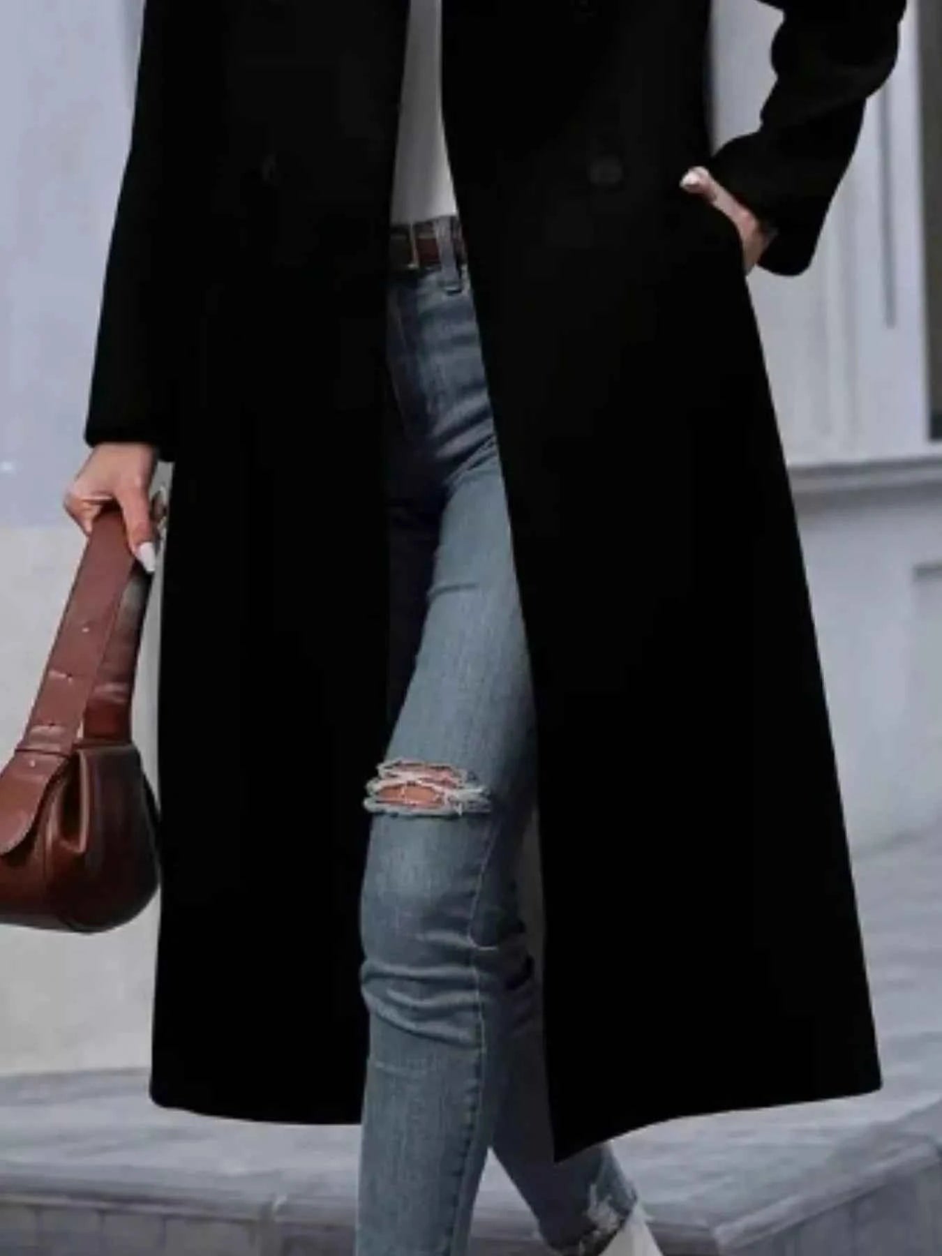 Double-Breasted Longline Overcoat-Free Shipping - aurelia-clothing-8955