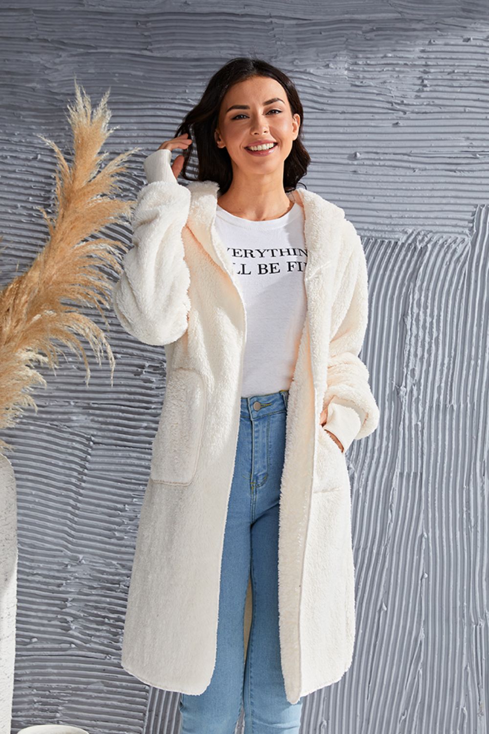 Double Take Full Size Hooded Teddy Bear Jacket with Thumbholes - aurelia-clothing-8955