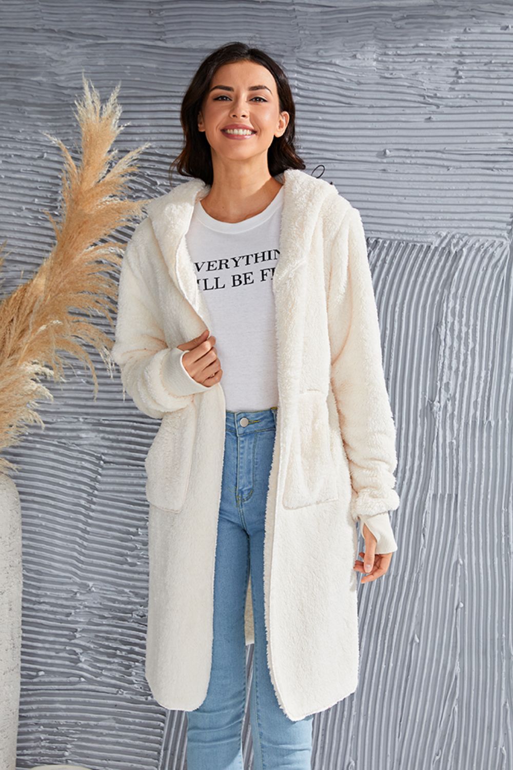 Double Take Full Size Hooded Teddy Bear Jacket with Thumbholes - aurelia-clothing-8955