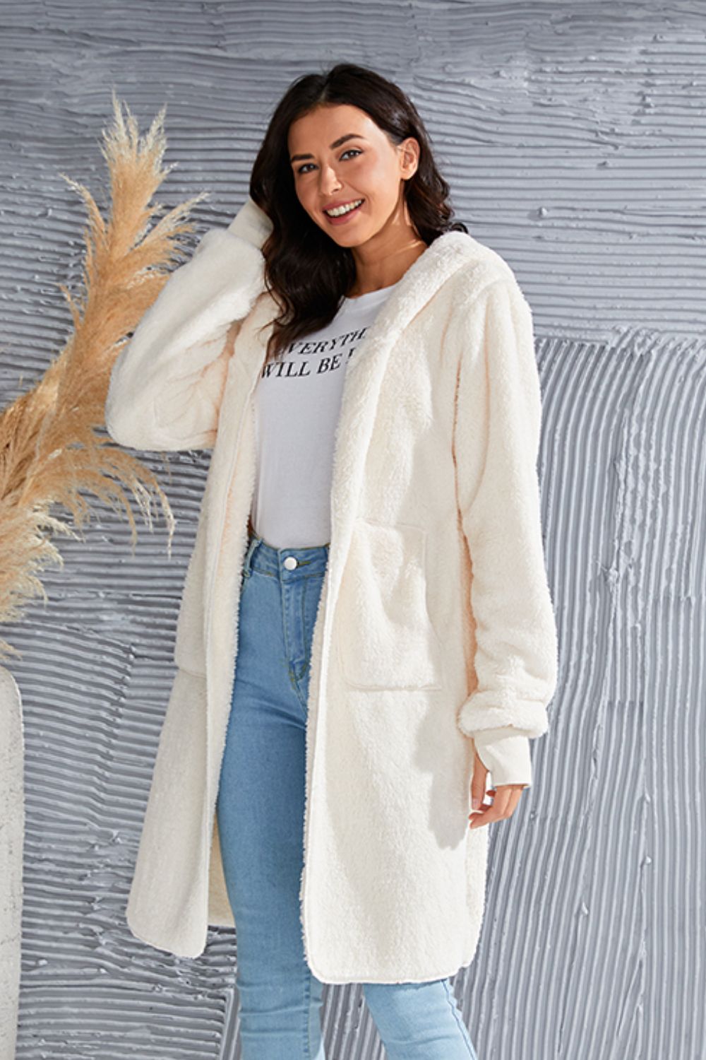 Double Take Full Size Hooded Teddy Bear Jacket with Thumbholes - aurelia-clothing-8955