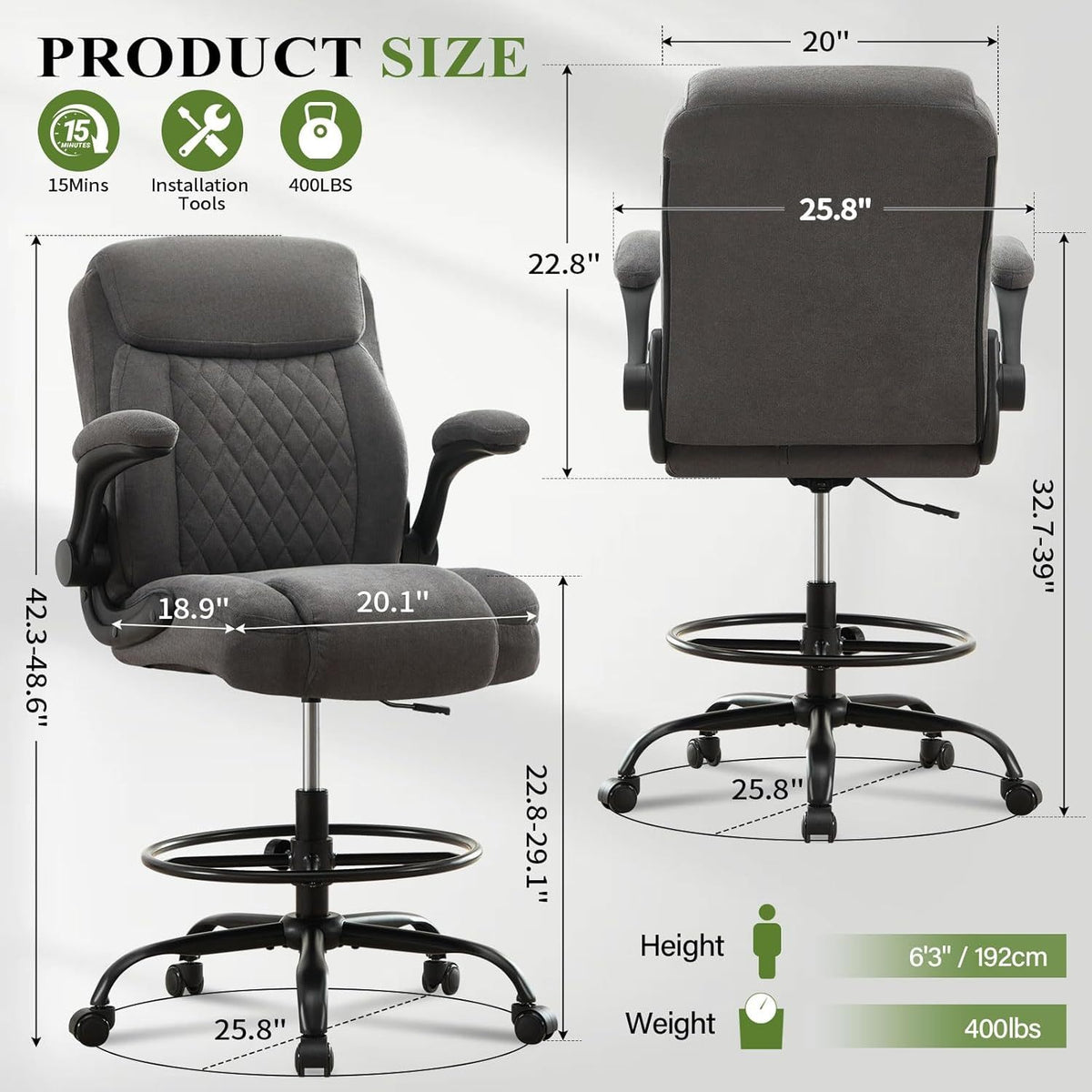 Drafting Chair Tall Office Chair for Standing Desk-Free Shipping - aurelia-clothing-8955