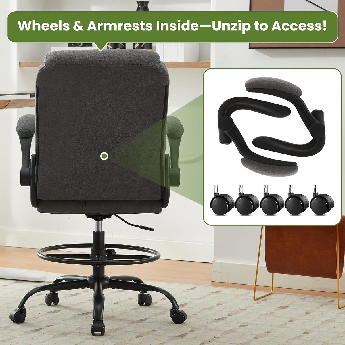 Drafting Chair Tall Office Chair for Standing Desk-Free Shipping - aurelia-clothing-8955