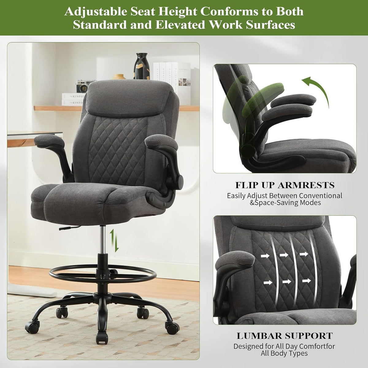 Drafting Chair Tall Office Chair for Standing Desk-Free Shipping - aurelia-clothing-8955