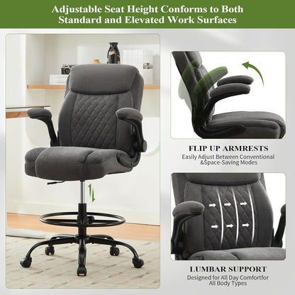 Drafting Chair Tall Office Chair for Standing Desk-Free Shipping - aurelia-clothing-8955