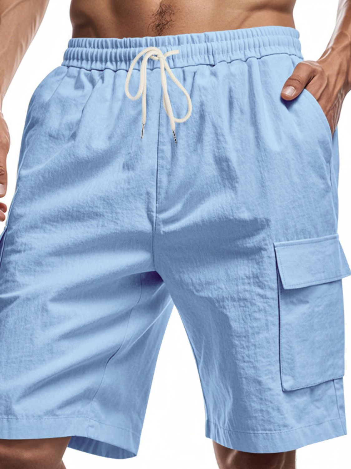 Drawstring Shorts with Cargo Pockets Plus Size-Free Shipping - aurelia-clothing-8955