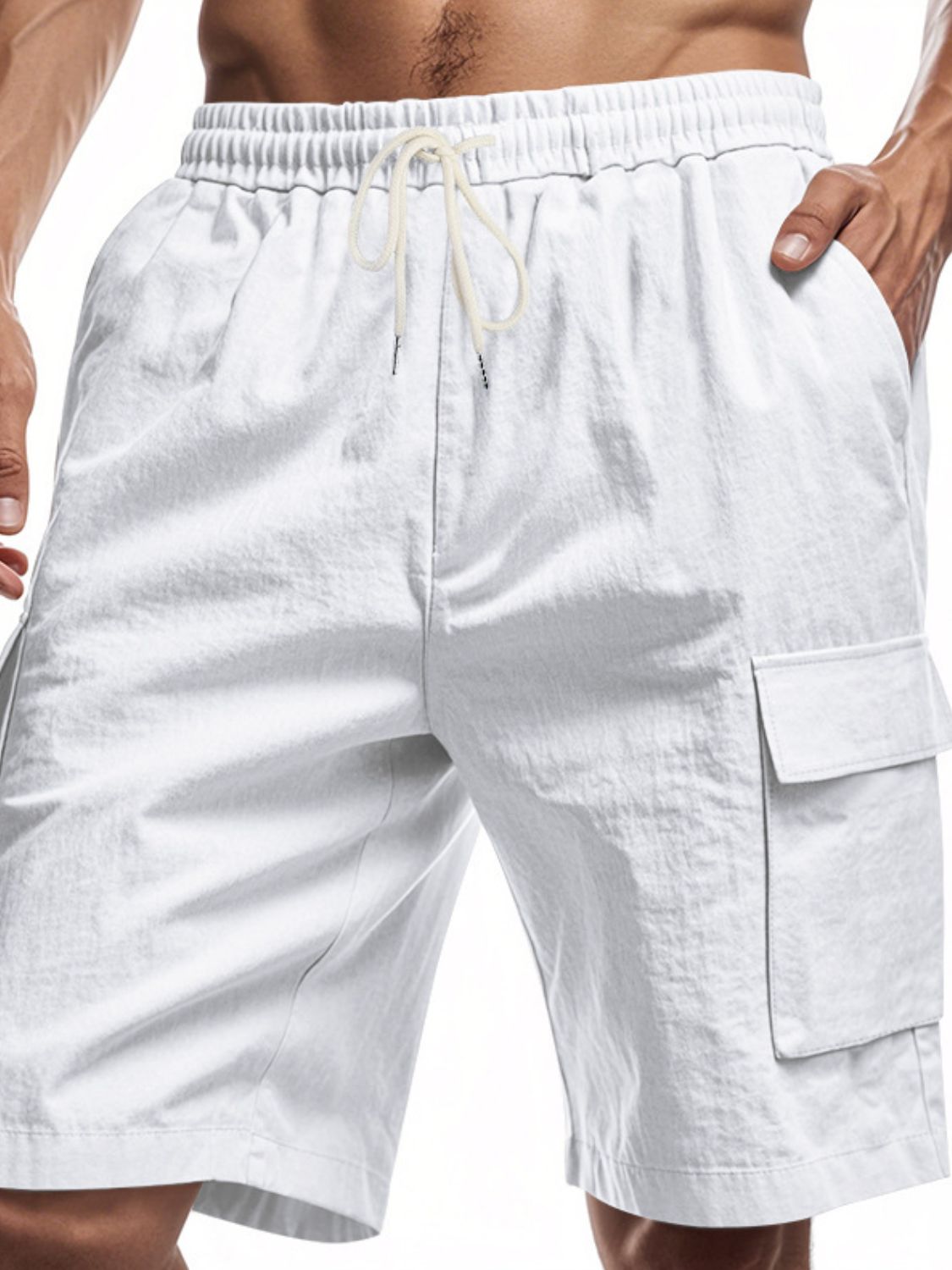 Drawstring Shorts with Cargo Pockets Plus Size-Free Shipping - aurelia-clothing-8955