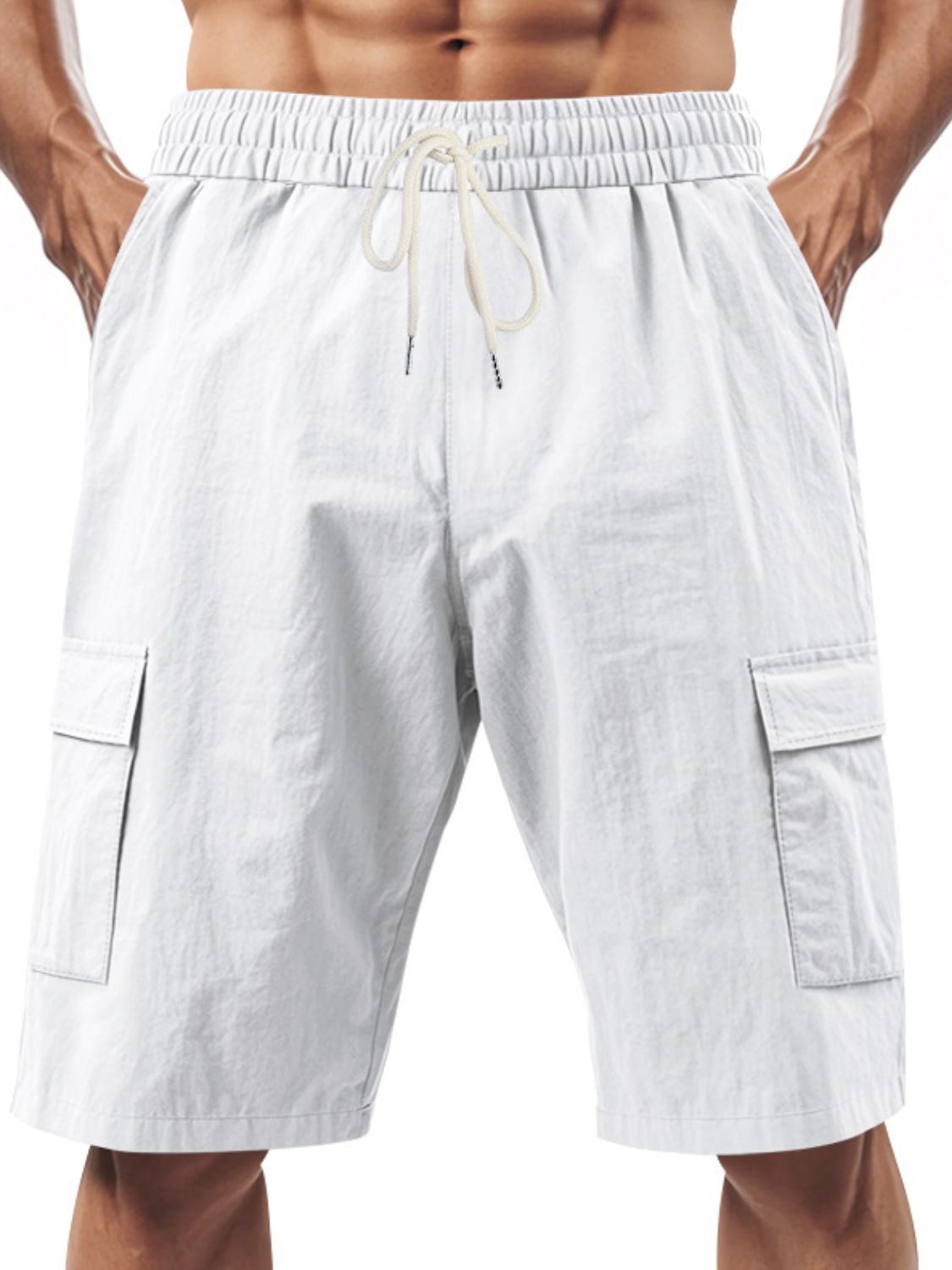 Drawstring Shorts with Cargo Pockets Plus Size-Free Shipping - aurelia-clothing-8955