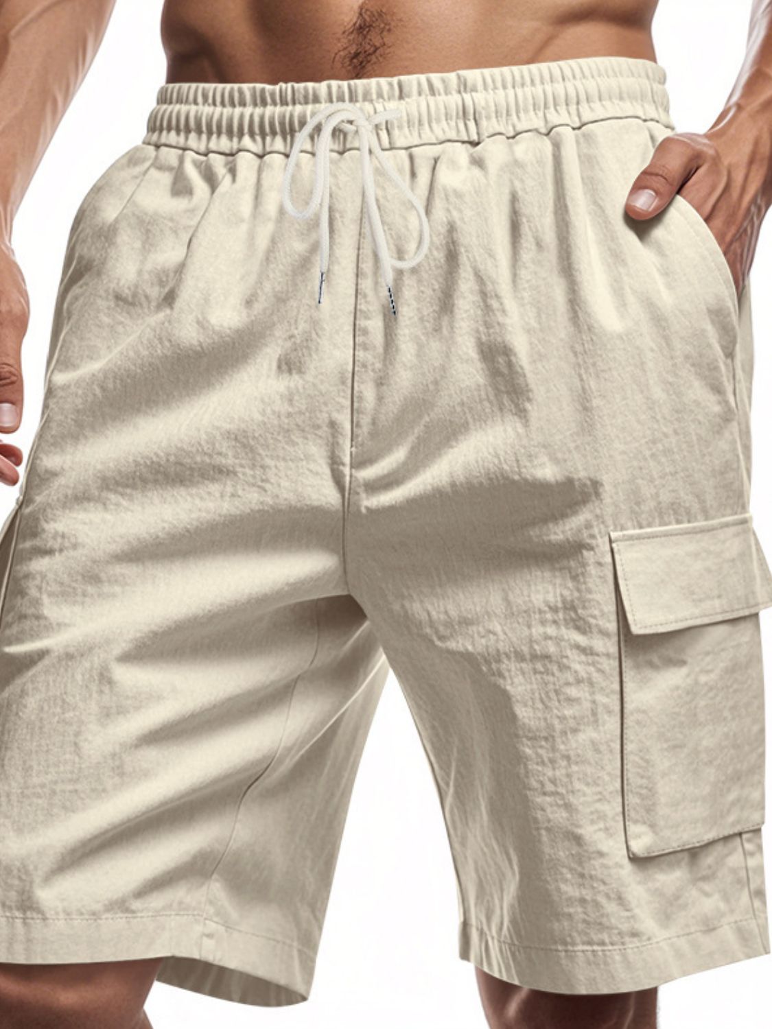 Drawstring Shorts with Cargo Pockets Plus Size-Free Shipping - aurelia-clothing-8955