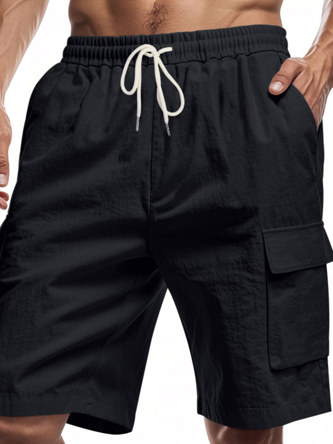 Drawstring Shorts with Cargo Pockets Plus Size-Free Shipping - aurelia-clothing-8955