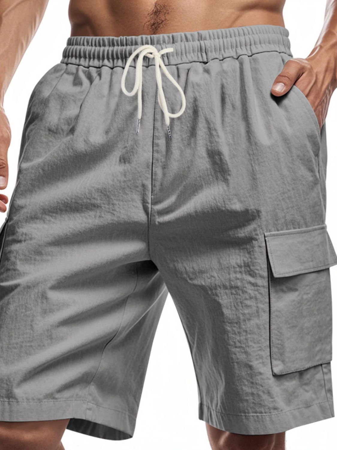 Drawstring Shorts with Cargo Pockets Plus Size-Free Shipping - aurelia-clothing-8955