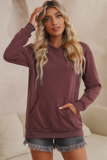 Dropped Shoulder Kangaroo Pocket Hoodie - Free Shipping - aurelia-clothing-8955