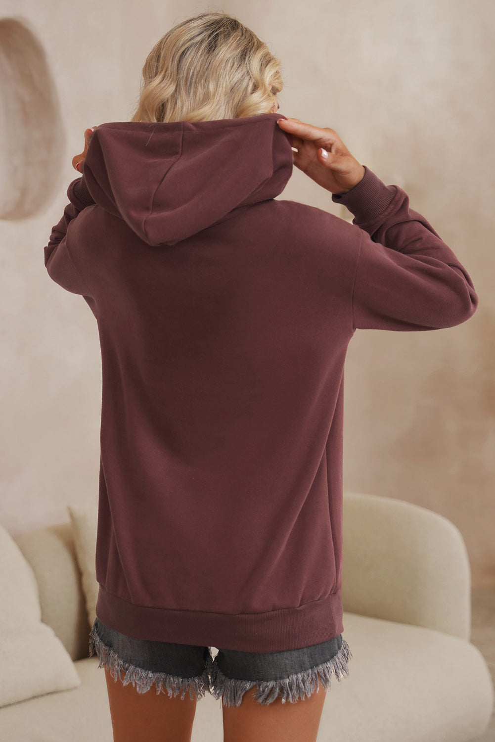 Dropped Shoulder Kangaroo Pocket Hoodie - Free Shipping - aurelia-clothing-8955