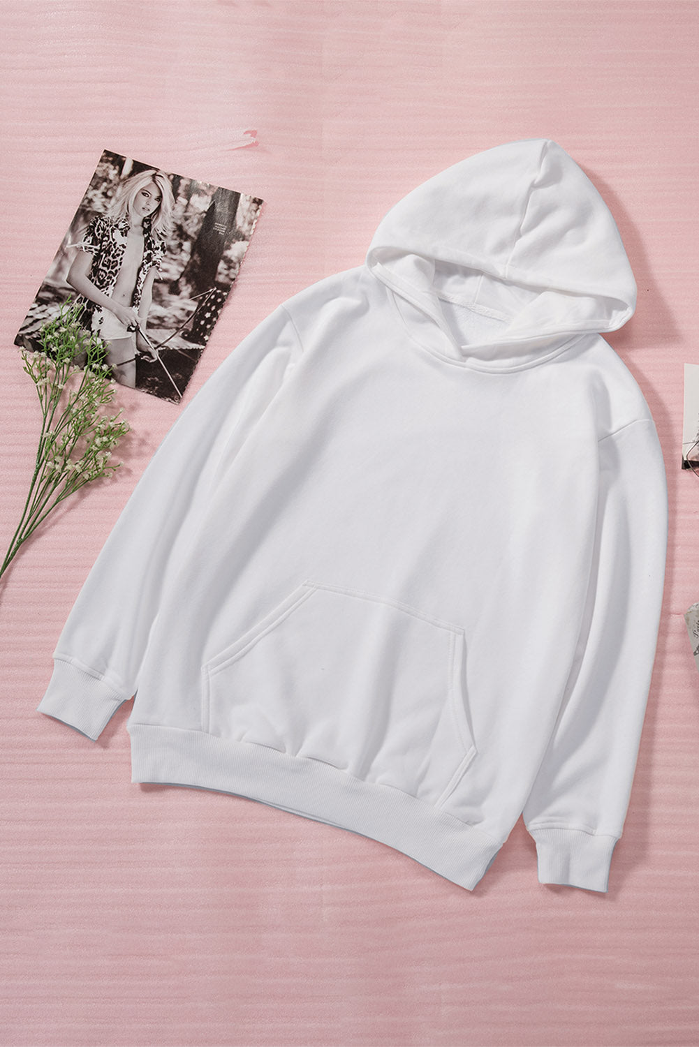 Dropped Shoulder Kangaroo Pocket Hoodie - Free Shipping - aurelia-clothing-8955