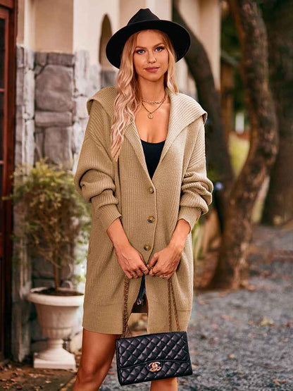 Dropped Shoulder Long Sleeve Cardigan - aurelia-clothing-8955