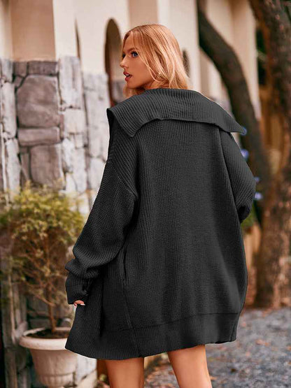Dropped Shoulder Long Sleeve Cardigan - aurelia-clothing-8955