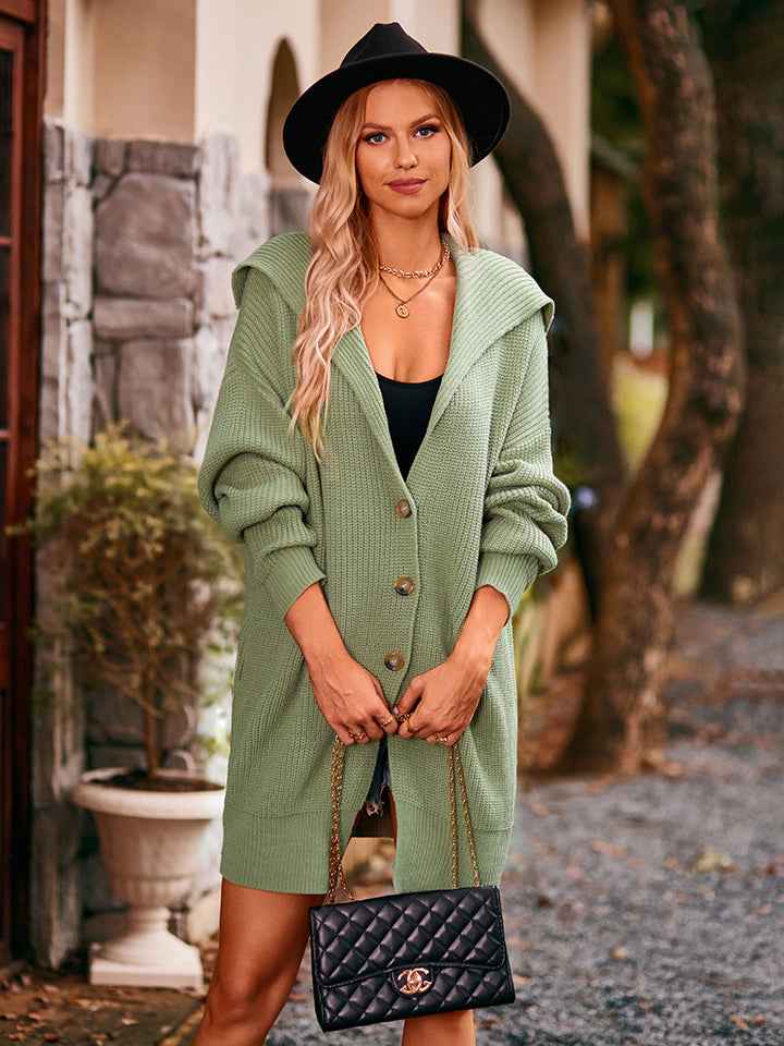 Dropped Shoulder Long Sleeve Cardigan - aurelia-clothing-8955